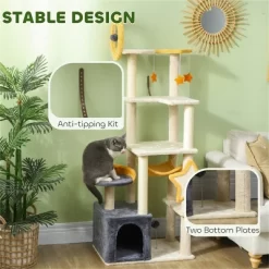 DOMETOUR 63 Inch Cute Cat Tree Cat Tower For Kitty, Cat Climbing Frame With Scratching Post, Cat Condo, Plush Perch, Hammock -BlueBuffalo Sales Store GUEST 8c3fcda4 93ac 4316 b617 7f97025917da