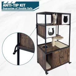 GustoWave Cat Litter Box Enclosure, Litter Box Furniture Hidden, Wooden Cat Washroom Furniture With Condo, Hammock, Brown -BlueBuffalo Sales Store GUEST 8c632972 51aa 45a4 a7f7 675d968953fb