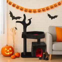 FURNIinspire Pet Tower 44.5 Inch Heavy Duty Gothic Cat Tree Tower Indoor Large Condo, Halloween Pet Activities Platform, Black , 15.8"*27.6"*44.5" -BlueBuffalo Sales Store GUEST 8c994baf 0f47 491e 84a5 115cf8b034b0