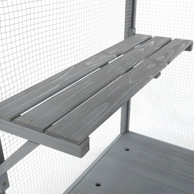 Resenkos 70-Inch Cat Catio, Outdoor Wooden Enclosure With Wheels, Multi-Level Platforms, Lockable Door, Sunroof, Custom Panels, Gray Gray With Pattern 9 Resenkos 70-Inch Cat Catio, Outdoor Wooden Enclosure With Wheels, Multi-Level Platforms, Lockable Door, Sunroof, Custom Panels, Gray Gray With Pattern - Image 9