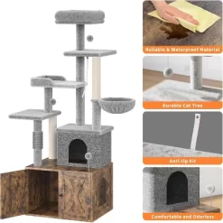 Cat Tree With Litter Box Enclosure Large, Multilevel Cat Play House With Large Condo, Spacious Hammock, Cozy Top Perch,Scratching Post,Brown -BlueBuffalo Sales Store GUEST 8cf8654c 555f 42f9 a703 c2f7d33d28e3