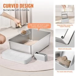 VEVOR Cat Litter Box, 8 Inches Deep, XL Extra Large Stainless Steel Cat Litter Box With Scoop, Wide Filtering Foot Board & High Sides -BlueBuffalo Sales Store GUEST 8de9c1a3 64ee 4831 9c2a 3a36edbf465a