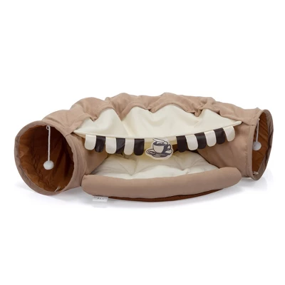 Cat's Telescopic Tunnel Cushioned Bed Pet Nest Teasing Balls Zipper Connection Feline Supplies 1 Cat's Telescopic Tunnel Cushioned Bed Pet Nest Teasing Balls Zipper Connection Feline Supplies