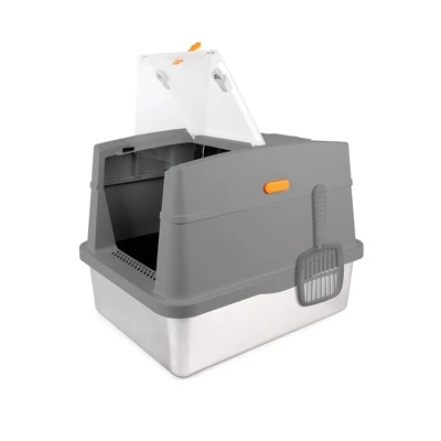 All For Paws Allforpaws Cat Litter Box Hooded Stainless Steel Base 14 All For Paws Allforpaws Cat Litter Box Hooded Stainless Steel Base - Image 14