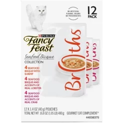 Fancy Feast Broths Seafood Bisque Gourmet Wet Cat Food Variety Pack - 1.4oz /12ct -BlueBuffalo Sales Store GUEST 8e4cf8b5 0176 4a34 88ad 3f8f057d7409