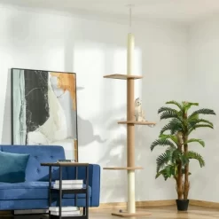Resenkos Floor-to-Ceiling Cat Tree Cat Climbing Tower With Sisal-Covered Scratching Posts Natural Cat Tree Activity Center, Light Brown -BlueBuffalo Sales Store GUEST 8e63a879 a8d9 453a 8805 665f92201c5b
