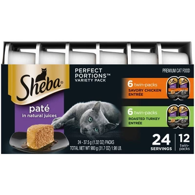 Sheba Perfect Portions Pate Chicken & Turkey Premium Adult Wet Cat Food All Stages - 2.6oz/12ct Variety Pack 3 Sheba Perfect Portions Pate Chicken & Turkey Premium Adult Wet Cat Food All Stages - 2.6oz/12ct Variety Pack - Image 3