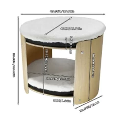 Artloge 2 Tiers Elevated Cat Tower Bed Pet Cat Indoor Furniture House With Beech Wood Frame & Soft Plush Mat