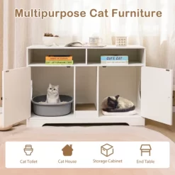 Costway 43" Hidden Cat Washroom Furniture With Storage Double Rooms Scratching Board -BlueBuffalo Sales Store GUEST 8f26f6b4 b926 4edc a0ac f1ab3a593969