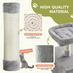 JIONJOY 66" Multi-Level Cat Tree - 2 Large Condos, Sisal Scratching Posts & Hammock, Stable Indoor Cat Tower-Light Grey -BlueBuffalo Sales Store GUEST 8f2e1ac5 4738 47f0 bfc1 081c54ef7ef2
