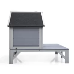 SEVOBAL Pet Crates And Houses All Weather Wooden Cat House Play Pen Cozy Fringe Curtains Lockable Doors For Outdoor Patio, Gray, 43.31"*31.1"*29.13" -BlueBuffalo Sales Store GUEST 8f6bd6e9 f482 44c5 9fb1 a51591334b78