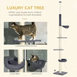 SKYONE 95-106" Adjustable Cat Tree With 5 Tiers, Sisal Scratching Posts, Cozy Bed, Hammock & Toy 10 SKYONE 95-106" Adjustable Cat Tree With 5 Tiers, Sisal Scratching Posts, Cozy Bed, Hammock & Toy -BlueBuffalo Sales Store GUEST 8f75c946 b8f1 4310 8040 1e1d7b06622d