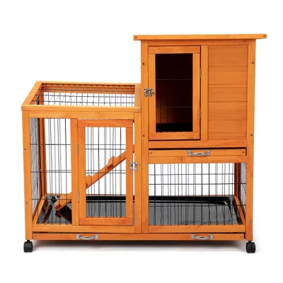 Detachable Rabbit Hutch With Removable Tray And Rolling Casters Waterproof Rabbit Cage Indoor Outdoor Wooden Rabbit Hutch With Run Space-Saving 2 Detachable Rabbit Hutch With Removable Tray And Rolling Casters Waterproof Rabbit Cage Indoor Outdoor Wooden Rabbit Hutch With Run Space-Saving - Image 2