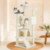 FURNIinspire Pet Tower Multi-Functional Cat Tree House Detachable Cat Climbing Frame, Pet Furniture Cat Accessories, Beige, 19.7"*19.7"*46"