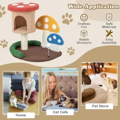 Tangkula 23.5 Inch Tall Mushroom Cat Activity Center W/ Scratching Board & Spring Ball -BlueBuffalo Sales Store GUEST 9291ea25 a0a4 4813 bb83 8fa84840bfcb