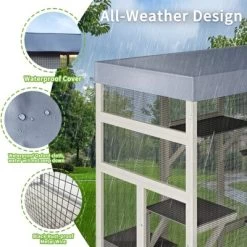 ORRD 62.6" Gray Wooden Outdoor Catio With Waterproof Roof, Secure Pet Enclosure With Houses & Rust-Proof Wire -BlueBuffalo Sales Store GUEST 92d71ce1 e27a 44fb ab5d 73d00c5d3e85