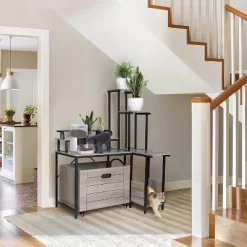 Cat Litter Box Enclosure Furniture With Plant Stand - Hidden Litter Box Cabinet End Table With Pull-Out Tray -BlueBuffalo Sales Store GUEST 92e520a7 7b2c 4740 ae95 dc5618746e50