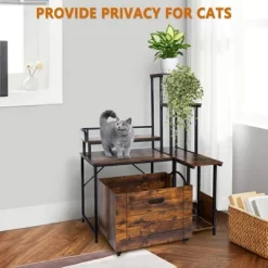 Wood Corner Hidden Cat Litter Box Enclosure Furniture With Flower Stand,Plant Stand -BlueBuffalo Sales Store GUEST 932f2e2b dbe8 419d af97 89a697e2123b 1