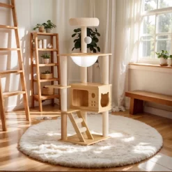 Multipet 48.8" Modern Cat Tower, Wood Cat Tree Tower With Sisal-Covered Scratching Posts Top Perch And Acrylic Hammock -BlueBuffalo Sales Store GUEST 937bbb0d 9253 450a 9fa6 41563b874013 3