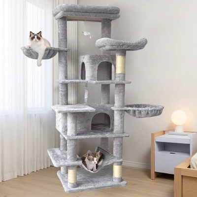 YOOCOZZ 68 Inches Multi-Level Large And Tall Cat Tree, Scratching Post With Sisal Rope-Gray 8 YOOCOZZ 68 Inches Multi-Level Large And Tall Cat Tree, Scratching Post With Sisal Rope-Gray - Image 8