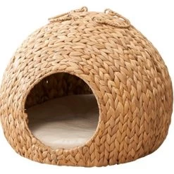 DSVIMOY Water Hyacinth Woven Round Cat Bed Cave With Handles For Any Size Cat Breeds, Brown, 18"*18"*18" -BlueBuffalo Sales Store GUEST 94a6be5e d062 4717 bd45 8b348de2d5b4