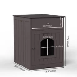 Lyngins Multi-Functional Cat Crate Furniture, Indoor Cat House, Wooden Pet House Cat Litter Box Enclosure With Drawer, Cat Home Nightstand/Side Table