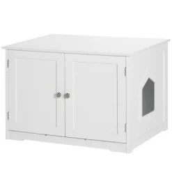 PawHut Modern Cat Litter Box Enclosure With Adjustable Partition For Customizable Space, Cat Washroom End Table With Hidden Storage Cabinet, White -BlueBuffalo Sales Store GUEST 95311017 e651 45b0 861e 28b02c4997d7