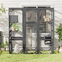 Kumasinova 62.8" Outdoor Cat House With Dual Doors,Balcony DIY Cat Enclosure With Platforms,Weatherproof Cat Playpen With Climbing Poles For 1-3 Cats -BlueBuffalo Sales Store GUEST 95f3fdd2 6e86 470a bb62 8cf2d820d6f4
