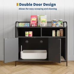 Multi-Function Cat Washroom Furniture With Barn Door, Dog Proof Feline Litter Box Enclosure With Hidden Litter Box Cover, Wooden Kitty House -BlueBuffalo Sales Store GUEST 961b7e07 41bb 41d1 b6fc 016f6d1e923f 2