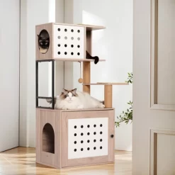 Cat Tree With Litter Box Enclosure, All-in-one Cat Tower For Indoor Cats With Large Hammock, Bed, Food Station, Scratching Posts, Gray -BlueBuffalo Sales Store GUEST 965396d7 10e2 4bf0 8d16 5f693d4ef427
