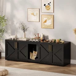 Cat Litter Box Enclosure For 2 Cats, Wooden Litter Box Cabinet, Large Enclosed Cat Box Furniture With Storage Shelf, Soft Cushion -BlueBuffalo Sales Store GUEST 96c3621c d535 4219 9c01 b0d1bc839f6d