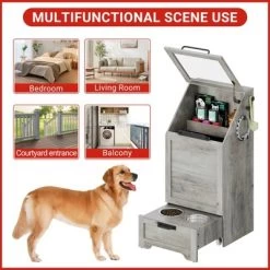 Top Opening Dog Feeding Station, Wooden Dog Food Storage Cabinet With 2 Elevated Dog Bowls, 3 Hooks, Hidden Design, Large Pet Food Storage -BlueBuffalo Sales Store GUEST 96f3cbb7 f262 4afc 8d75 21f4b5c5b561