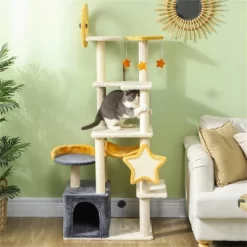 DOMETOUR 63 Inch Cute Cat Tree Cat Tower For Kitty, Cat Climbing Frame With Scratching Post, Cat Condo, Plush Perch, Hammock -BlueBuffalo Sales Store GUEST 973797f8 2d0c 4d0c a20f f1dd1051c1cb