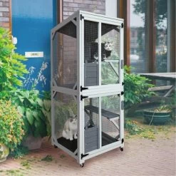 LOVMOR Wooden Catio Outdoo Cat Enclosure On Wheels, Kitty Condo Cage Shelter Playpen W/ Sliding Doors, Platforms & Weatherproof Asphalt Roof -BlueBuffalo Sales Store GUEST 97c3cf26 6b29 4047 bd06 246db5646bfd