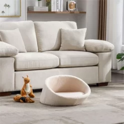 Pang Medium Size Luxurious Teddy Bear Cat Bed With E1 Solid Wood Frame-Maison Boucle