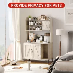 Cat Litter Box Enclosure With 4 Shelves & Storage Cabinet, 51.1 Inch Tall Hidden Cat Furniture With Scratch Pad, Multi-Functional Indoor Cat House -BlueBuffalo Sales Store GUEST 99324d44 6e38 4076 8d99 380c249ce6e8