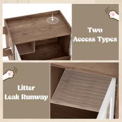 ModernLuxe Hidden Cat Litter Box Furniture With Drawer & Stairs, Wooden Cabinet Side Table With Glass Door, Brown+White (Fits Large Cats 41-70 Lbs) -BlueBuffalo Sales Store GUEST 993e698c e6c5 4252 90ce 65e1f77b2427