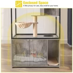 Aivituvin Wooden 3-Story Cat Condo With Litter Box Enclosure| Strong Iron Frame-AIR102 /102-I -BlueBuffalo Sales Store GUEST 99a54ae7 af00 4bfc 92dc fb0fec3505f3