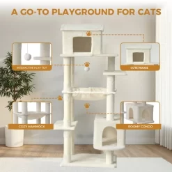 63 Inches Cat Tree Tower Multi-Level Durable Cat Scratching Post Space Saving Cat Condo Pet Play House For Indoor Cats Beige -BlueBuffalo Sales Store GUEST 99ff4141 3f9f 40aa badf 2d2584258bbf 1