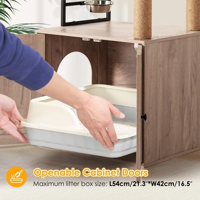 Bella Depot 23.62'' Cat Tree Cat Condo With Litter Box Enclosure 2 Bella Depot 23.62'' Cat Tree Cat Condo With Litter Box Enclosure - Image 2