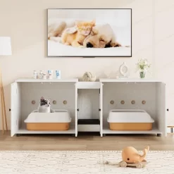 Cat Litter Box Enclosure 55.1" Double Litter Box Furniture Large Cat Box Enclosure Kitty Litter Box For 2 Cats Hidden Cat Litter Cabinet -BlueBuffalo Sales Store GUEST 9a700ff3 4399 46da abc2 00fd42114f45