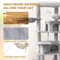 YOOCOZZ 68 Inches Multi-Level Large And Tall Cat Tree, Scratching Post With Sisal Rope-Gray 11 YOOCOZZ 68 Inches Multi-Level Large And Tall Cat Tree, Scratching Post With Sisal Rope-Gray -BlueBuffalo Sales Store GUEST 9a9e039e 213d 4d0e b6cc 5a2a5081df85 1