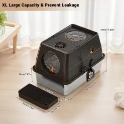 Large Stainless Steel Enclosed Cat Litter Box With Lid, Metal Kitty Litter Box With Flip Cover, Removable Top And Litter Scooper -BlueBuffalo Sales Store GUEST 9ac7a51a 64b6 4d21 91af ff0fc6d11614