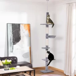 9' Adjustable Height Floor-To-Ceiling Vertical Cat Tree - Grey And White -BlueBuffalo Sales Store GUEST 9afdde7b 09ca 4a41 9e8e 46bf2551a953