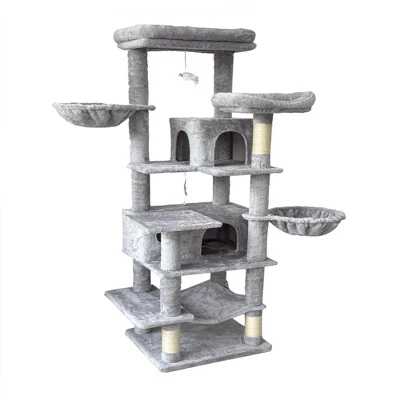 YOOCOZZ 68 Inches Multi-Level Large And Tall Cat Tree, Scratching Post With Sisal Rope-Gray 2 YOOCOZZ 68 Inches Multi-Level Large And Tall Cat Tree, Scratching Post With Sisal Rope-Gray - Image 2