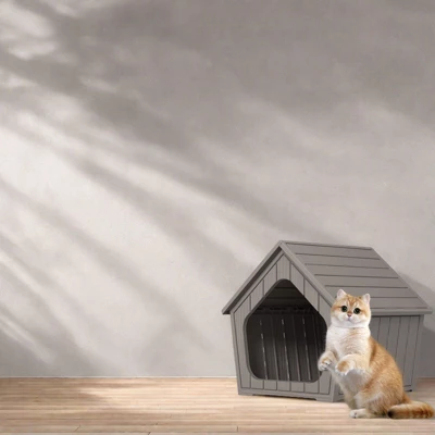 SEVOBAL Pet Crates And Houses Small Wooden Cat House Cozy Sturdy Easy Assembly No Tools Needed For Living Room Bedroom, Brown, 23.43"*22.64"*22.8" 3 SEVOBAL Pet Crates And Houses Small Wooden Cat House Cozy Sturdy Easy Assembly No Tools Needed For Living Room Bedroom, Brown, 23.43"*22.64"*22.8" - Image 3