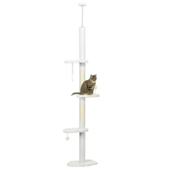 FURNIinspire Floor To Ceiling Cat Tree Scratching Posts, Cat Climbing Tower With Cloud Shape Platforms, Anti-toppling Device, White, 19"*12.5"*100.5" -BlueBuffalo Sales Store GUEST 9b5f8926 8f97 48fa a1c9 cdf083fea95d
