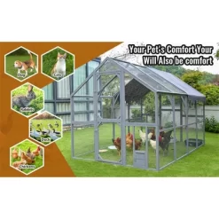 ELJGET 110" Metal Chicken Coop, Outdoor Large Chicken Run Rabbit Pet Playpen With Waterproof Cover For Yard Backyard Farm, Gray -BlueBuffalo Sales Store GUEST 9c80b057 4051 41b8 a6d4 44125c9c3b24