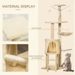 Chery Life 53" Plush Sturdy Interactive Cat Condo Tower Scratching Post Activity Tree House - Beige -BlueBuffalo Sales Store GUEST 9c8dd09b 44f7 43ef a403 8818bc2bd217 2
