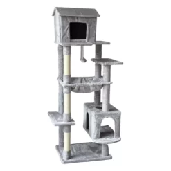 SEVOBAL Pet Tower 63-Inch Multi-Level Cat Tree With Plush Perches, Scratching Posts, Spacious For Play, Relaxation, Gray, 22.44"*11.42"*18.5" -BlueBuffalo Sales Store GUEST 9cb2b2e1 6632 4fe4 ac86 a2f96b47730f